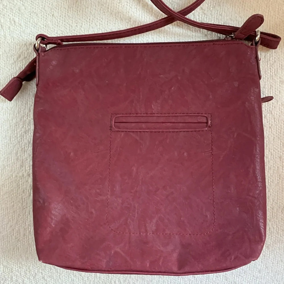 MultiSac Burgundy Crossbody Bag Washable Pebbled Faux Leather Multiple Pockets - Picture 5 of 11